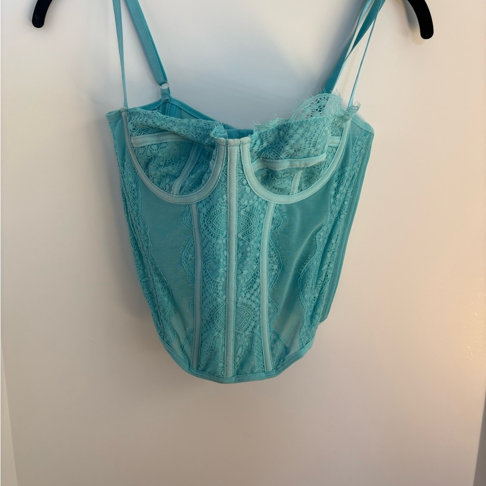 Turquoise Lace Bustier Corset Top - Women Intimates & Sleepwear